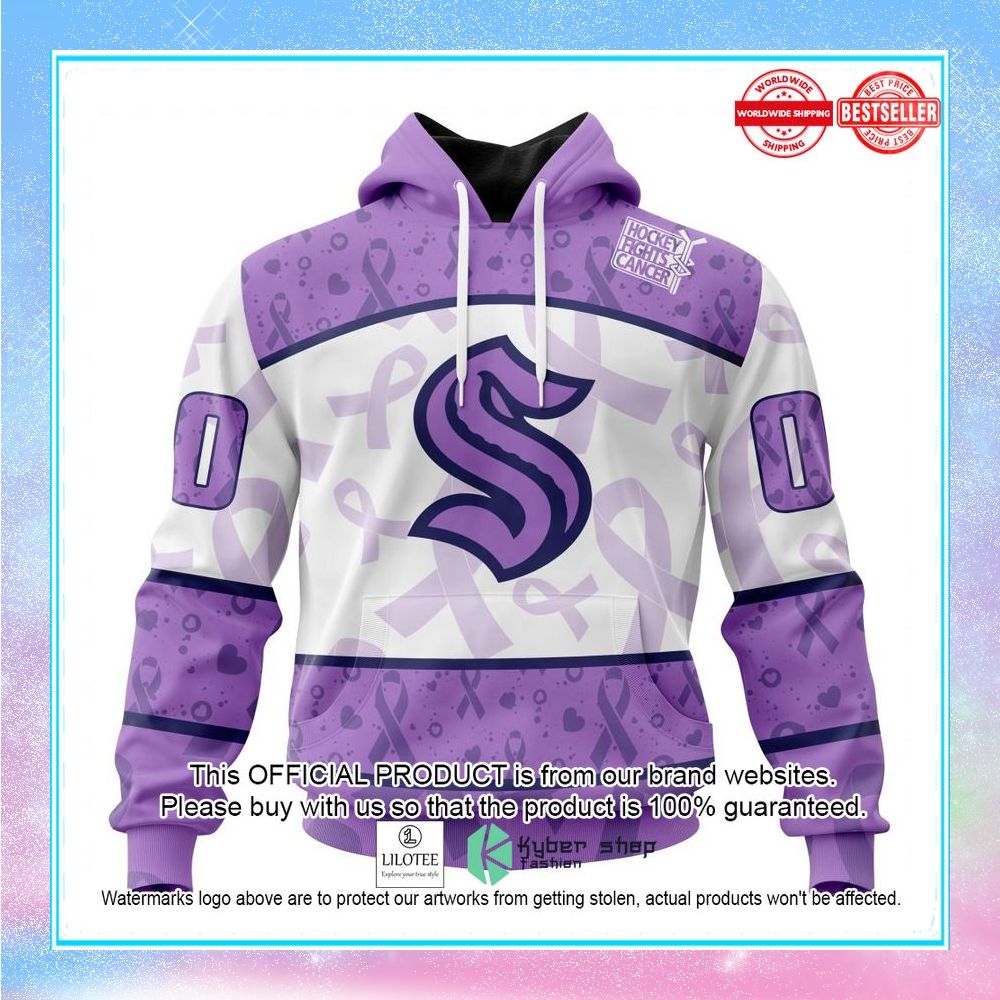 personalized nhl seattle kraken special lavender fight cancer shirt hoodie 1 316