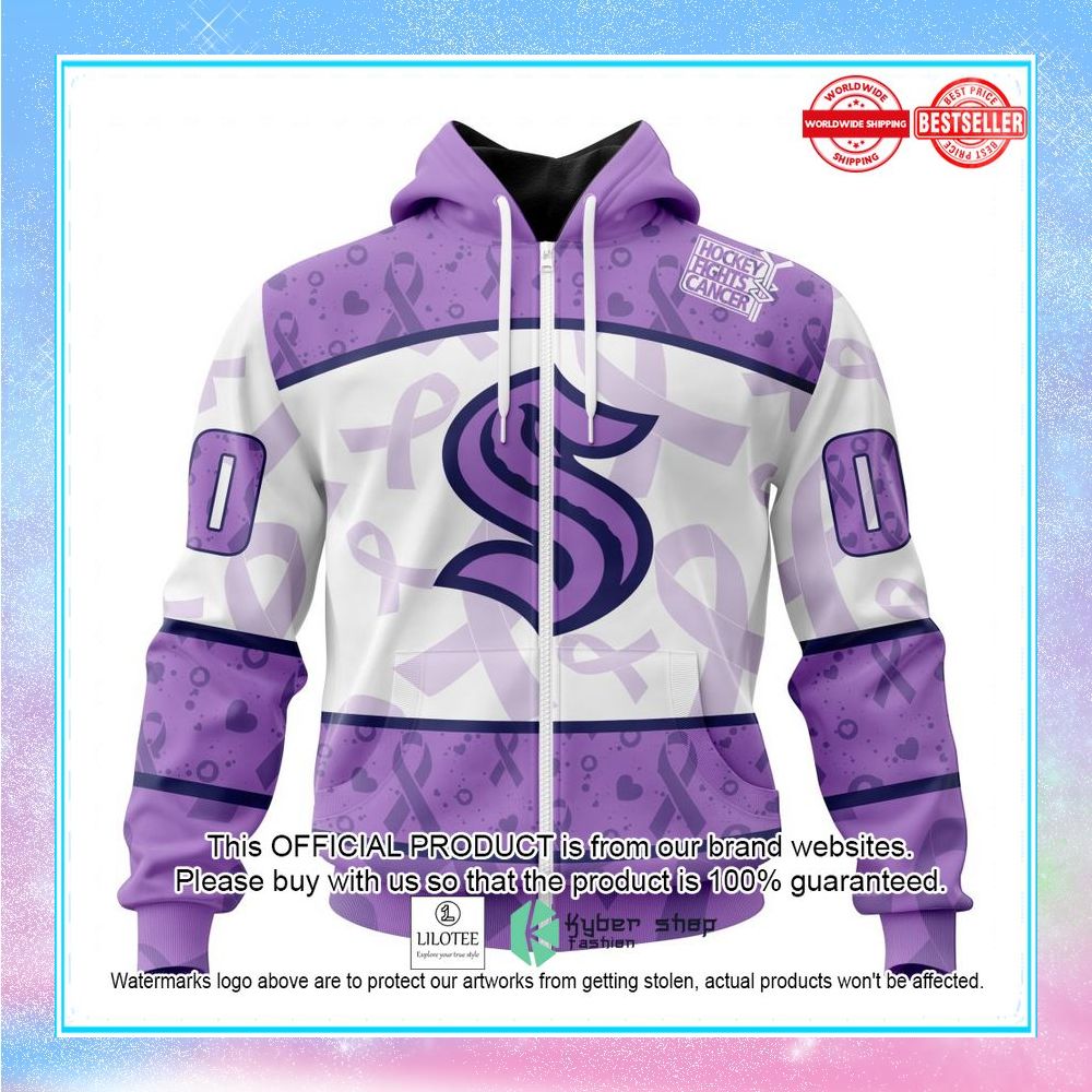 personalized nhl seattle kraken special lavender fight cancer shirt hoodie 2 822
