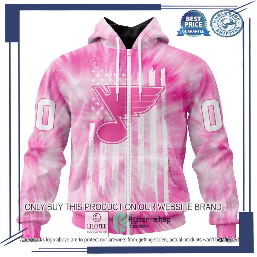 Alternative view of Personalized NHL St Louis Blues Special Pink Tie Dye Hoodie, Shirt