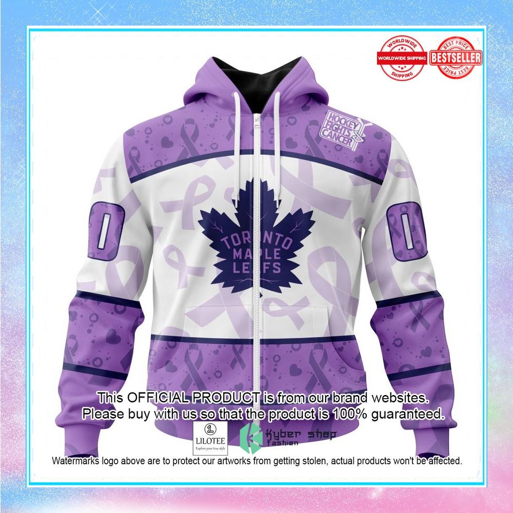 personalized nhl toronto maple leafs special lavender fight cancer shirt hoodie 2 146