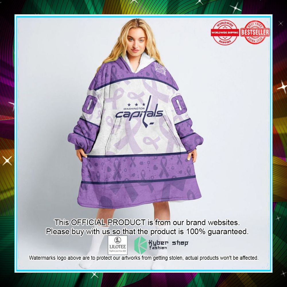 personalized nhl washington capitals special lavender fight cancer oodie blanket hoodie 1 79