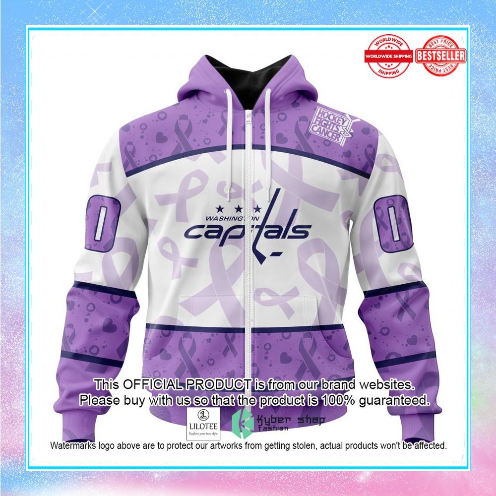 personalized nhl washington capitals special lavender fight cancer shirt hoodie 2 287