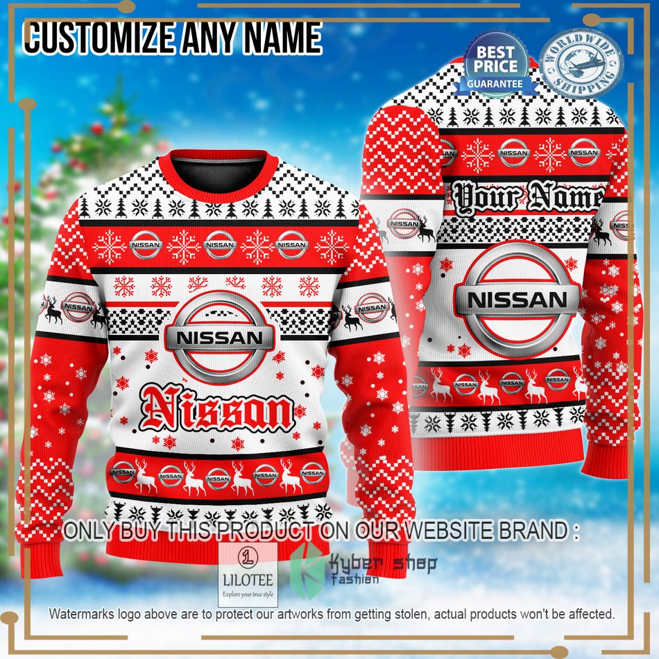 personalized nissan custom ugly christmas sweater 1 53655