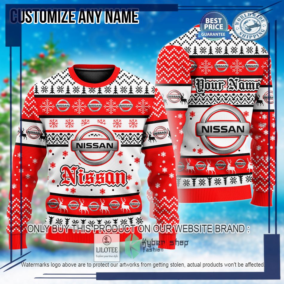 personalized nissan custom ugly christmas sweater 1 55843
