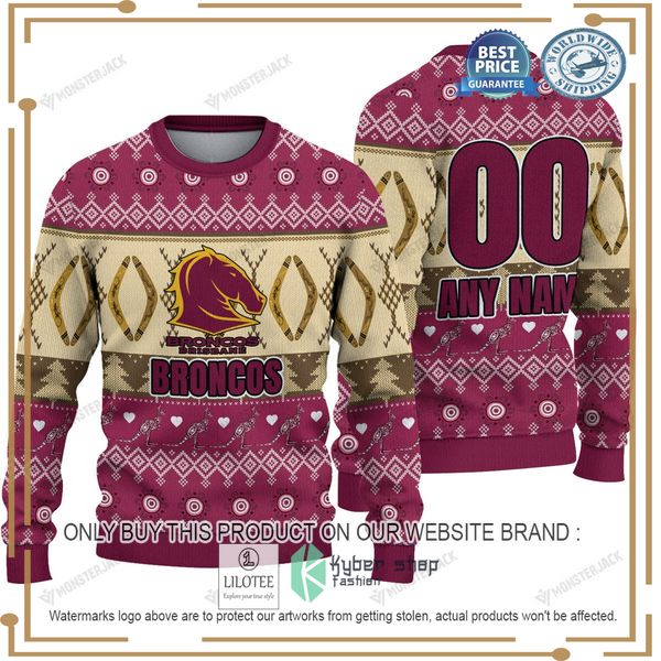 personalized nrl brisbane broncos christmas sweater 1 93636