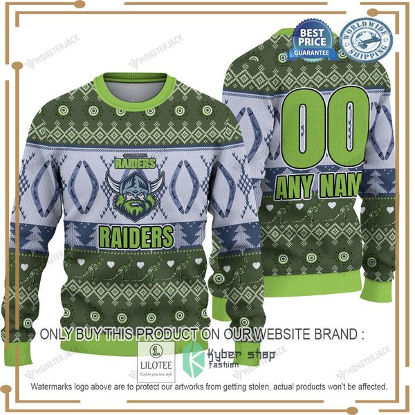 personalized nrl canberra raiders christmas sweater 1 59181