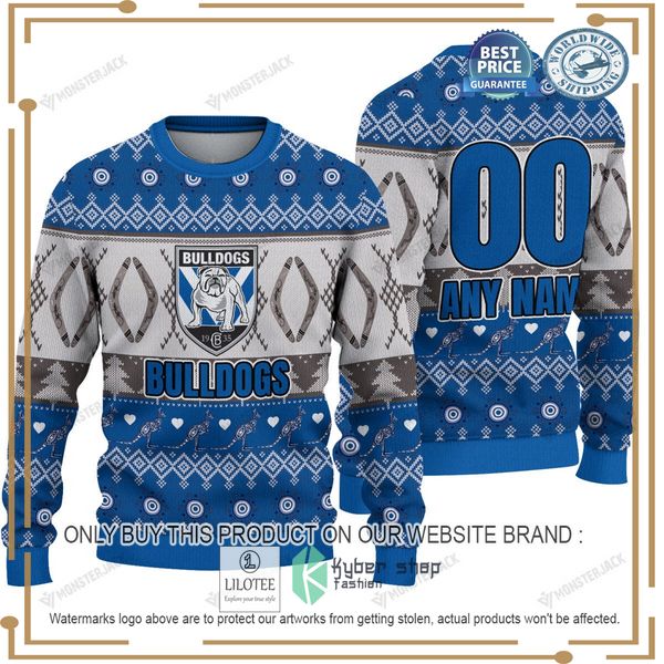personalized nrl canterbury bankstown bulldogs christmas sweater 1 58285