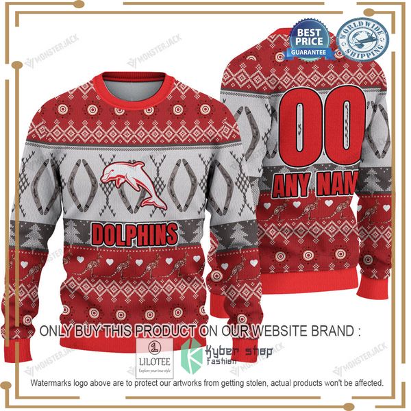 personalized nrl dolphins christmas sweater 1 171