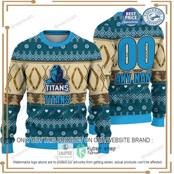 personalized nrl gold coast titans christmas sweater 1 91828