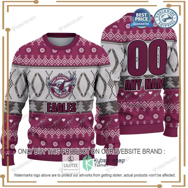 personalized nrl manly warringah sea eagles christmas sweater 1 5541