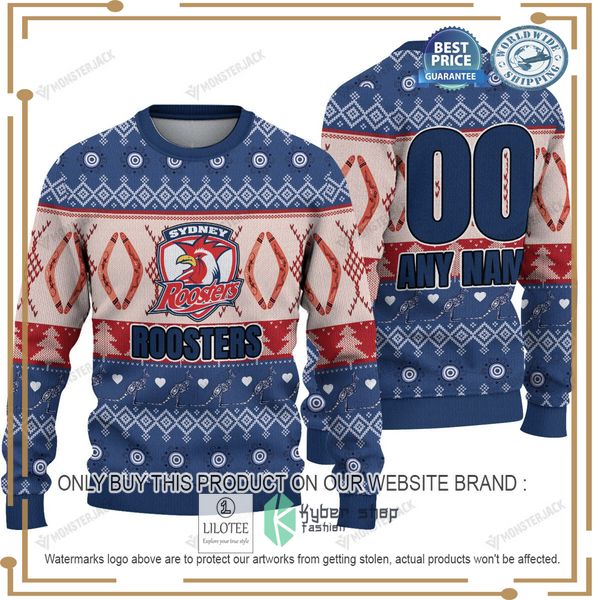 personalized nrl sydney roosters christmas sweater 1 50001