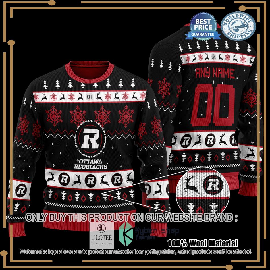 personalized ottawa redblacks black christmas sweater 1 38209