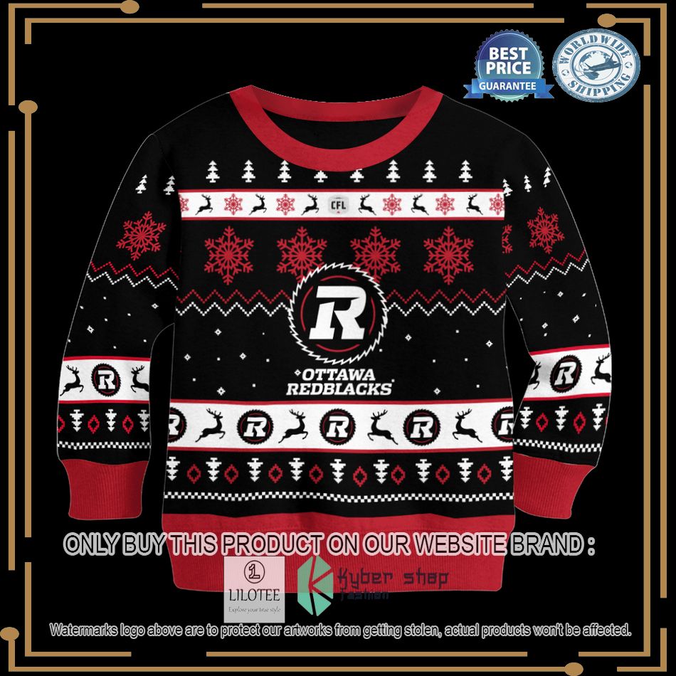 personalized ottawa redblacks black christmas sweater 2 17432