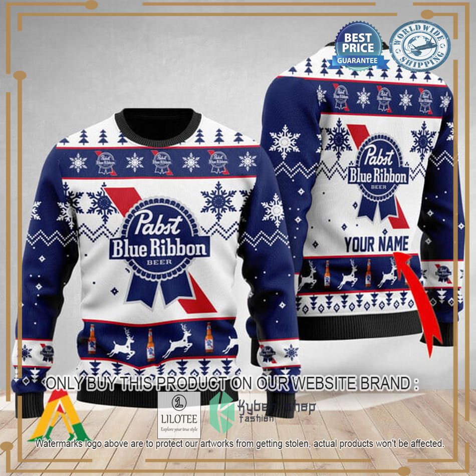 personalized pabst blue ribbon christmas ugly christmas sweater 1 51760