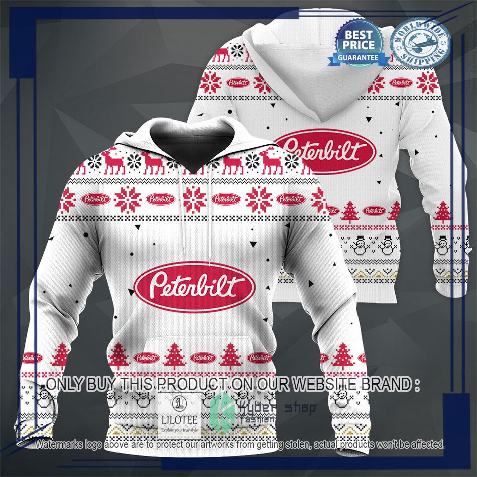 personalized peterbilt white christmas sweater hoodie sweater 1 2041