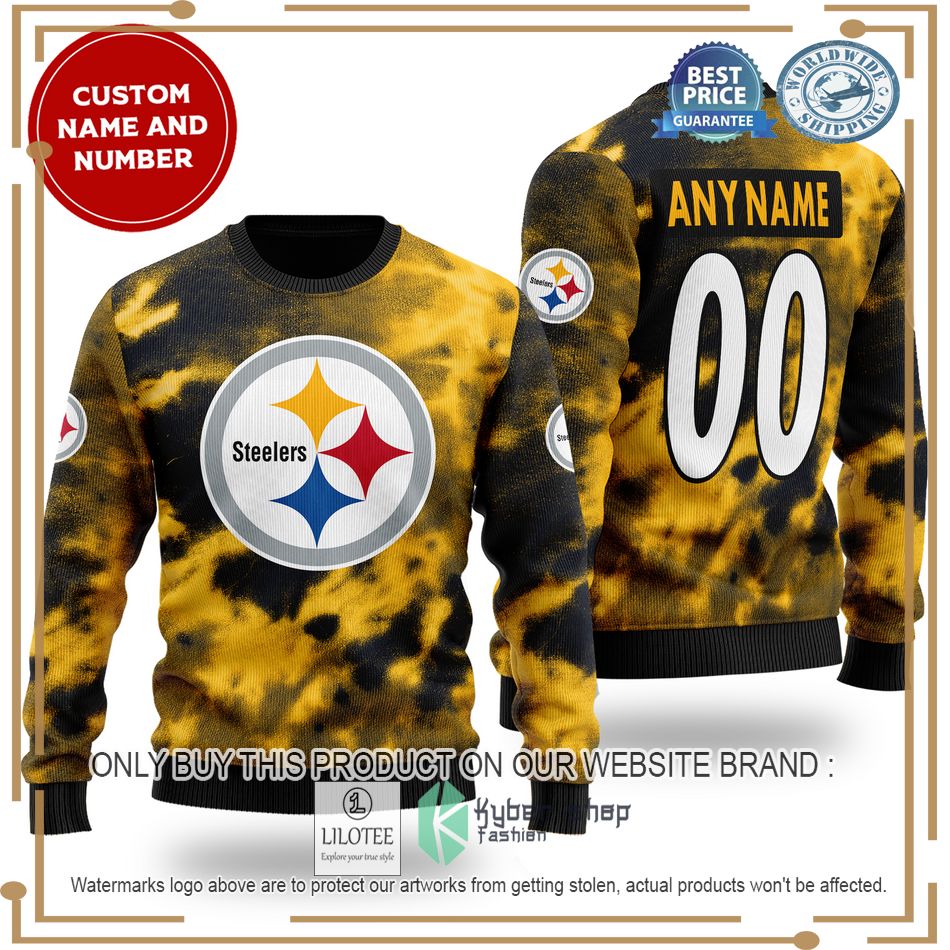 personalized pittsburgh steelers nfl black yellow wool sweater 1 28600