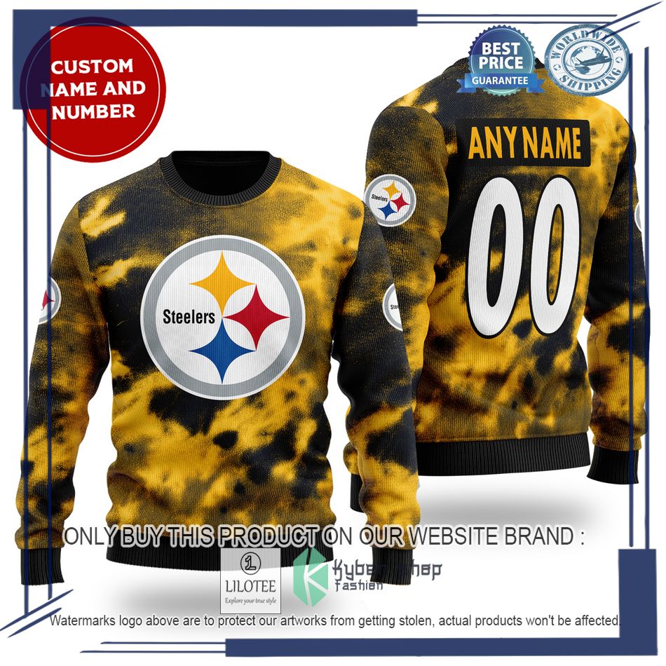 personalized pittsburgh steelers nfl black yellow wool sweater 1 32703