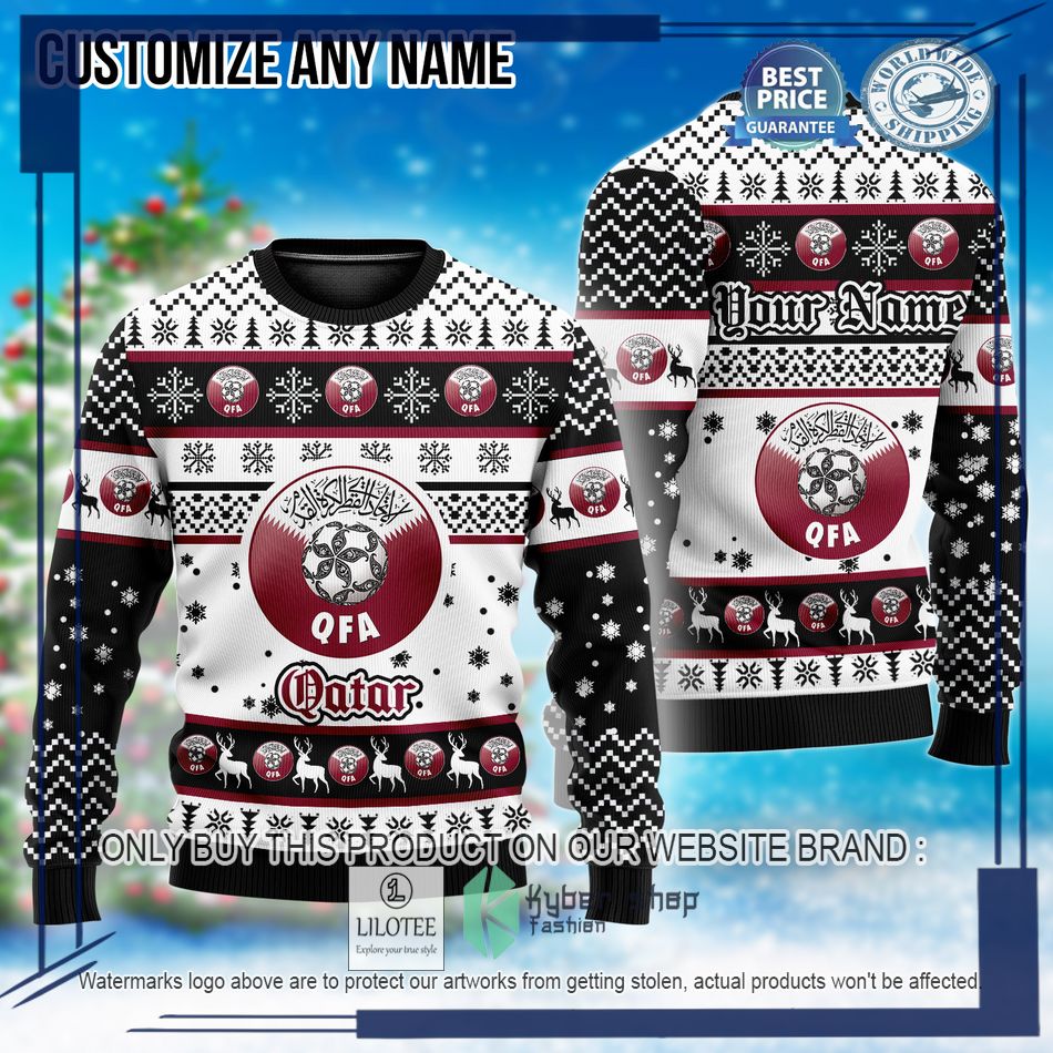 personalized qatar football team custom ugly christmas sweater 1 60775