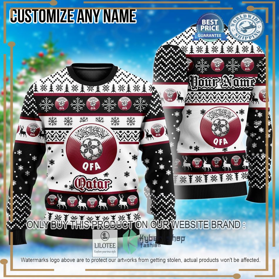 personalized qatar football team custom ugly christmas sweater 1 6322