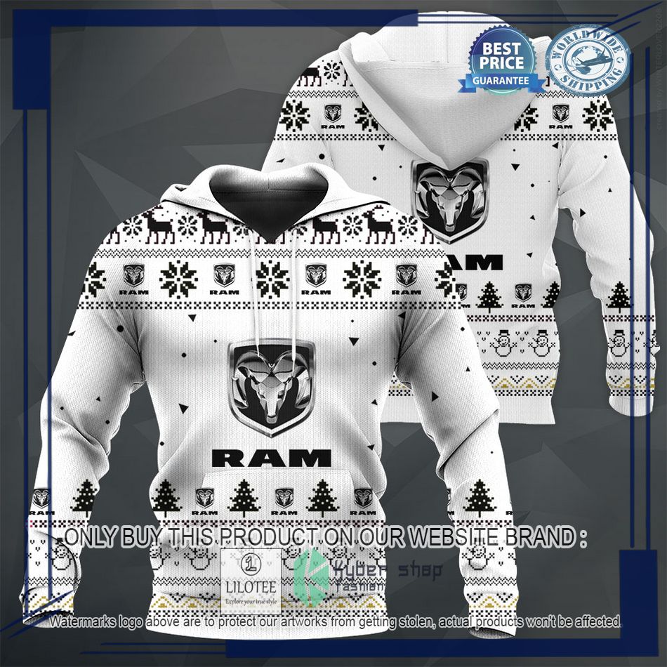 personalized ram trucks white christmas sweater hoodie sweater 1 43531