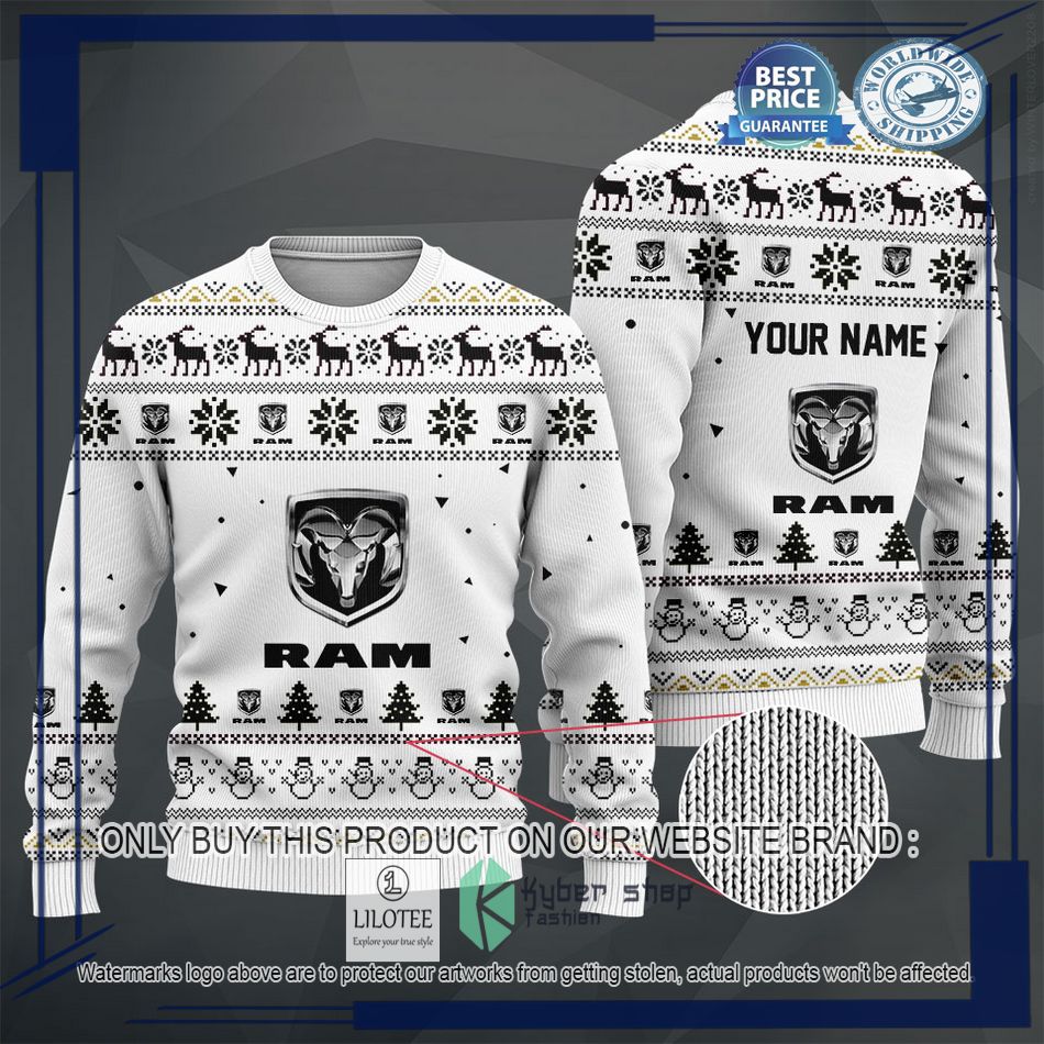 personalized ram trucks white christmas sweater hoodie sweater 2 67012
