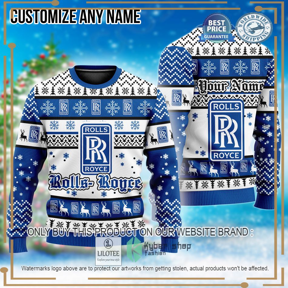 personalized rolls royce automobiles custom ugly christmas sweater 1 49164