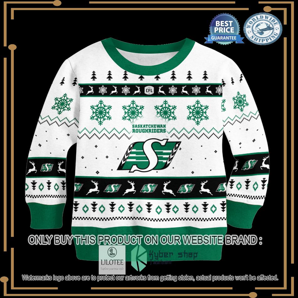 personalized saskatchewan roughriders white christmas sweater 2 71702