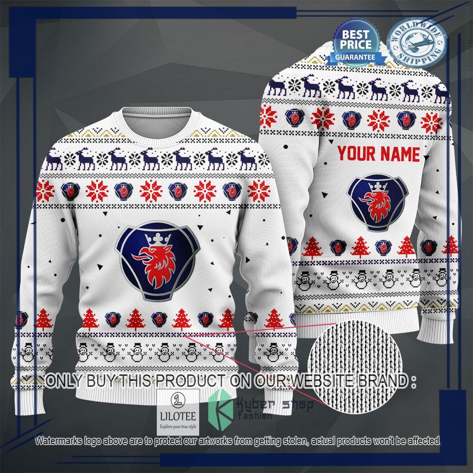 personalized scania white christmas sweater hoodie sweater 2 99506