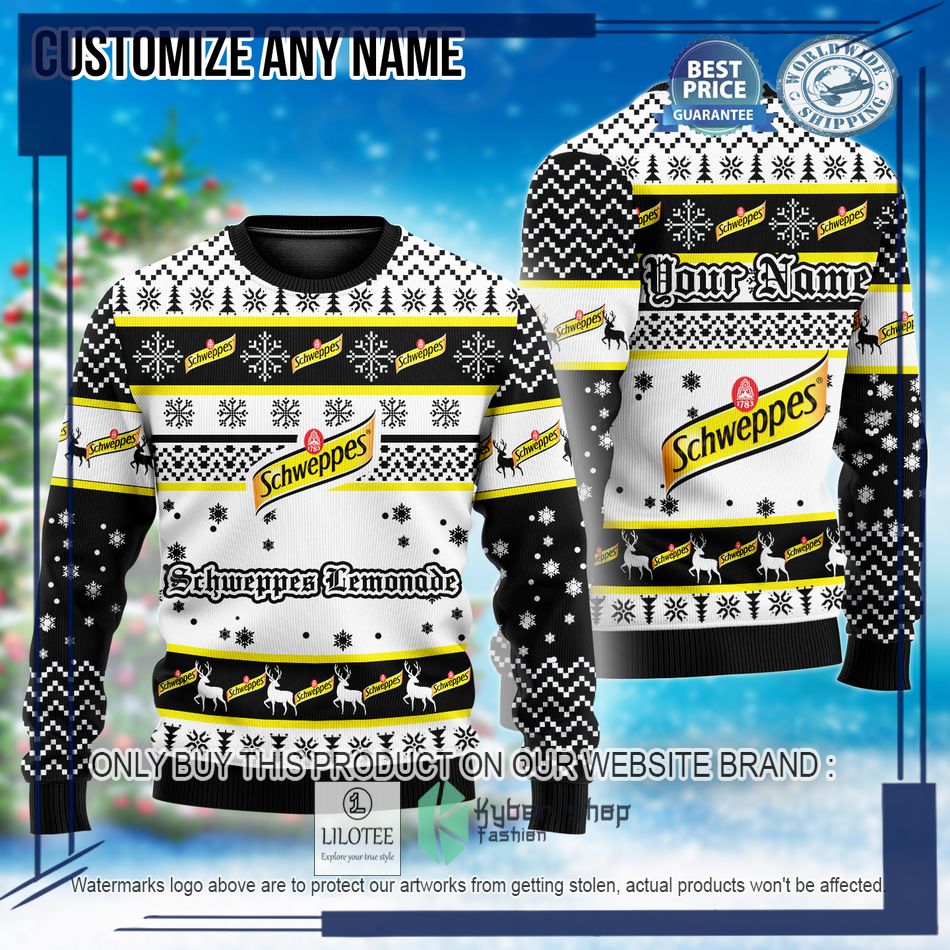 personalized schweppes lemonade ugly christmas sweater 1 47993