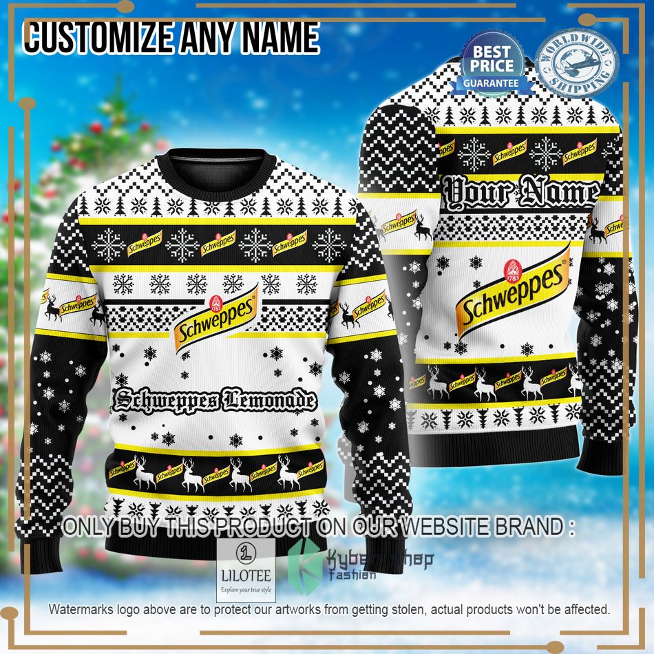 personalized schweppes lemonade ugly christmas sweater 1 76035