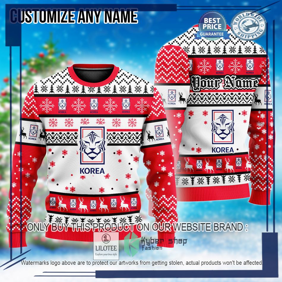 personalized south korea football team custom ugly christmas sweater 1 34854