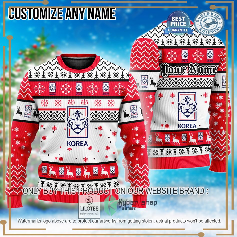 personalized south korea football team custom ugly christmas sweater 1 60316