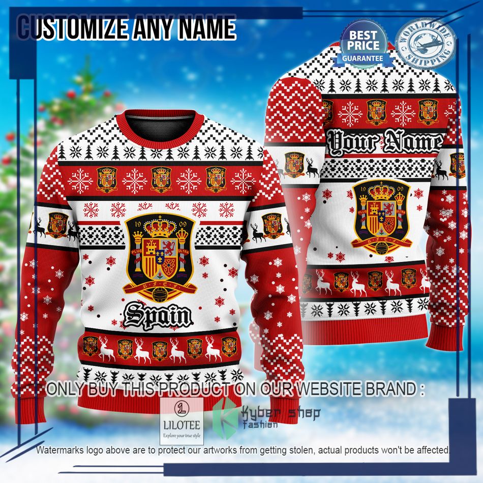 personalized spain football team custom ugly christmas sweater 1 97090