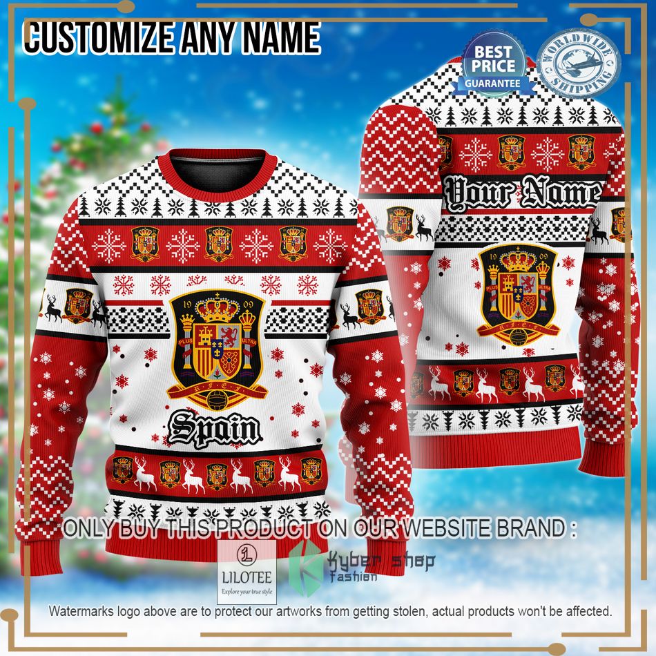 personalized spain football team custom ugly christmas sweater 1 9897