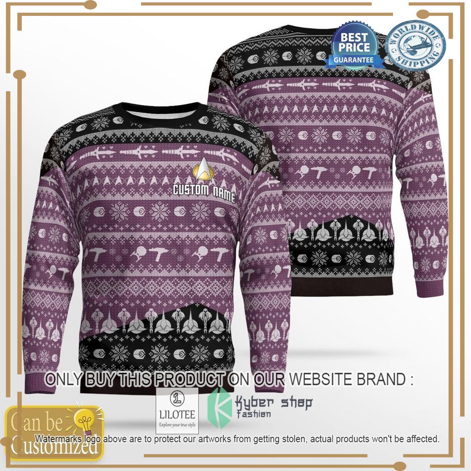personalized star trek purple knitted sweater 1 51533