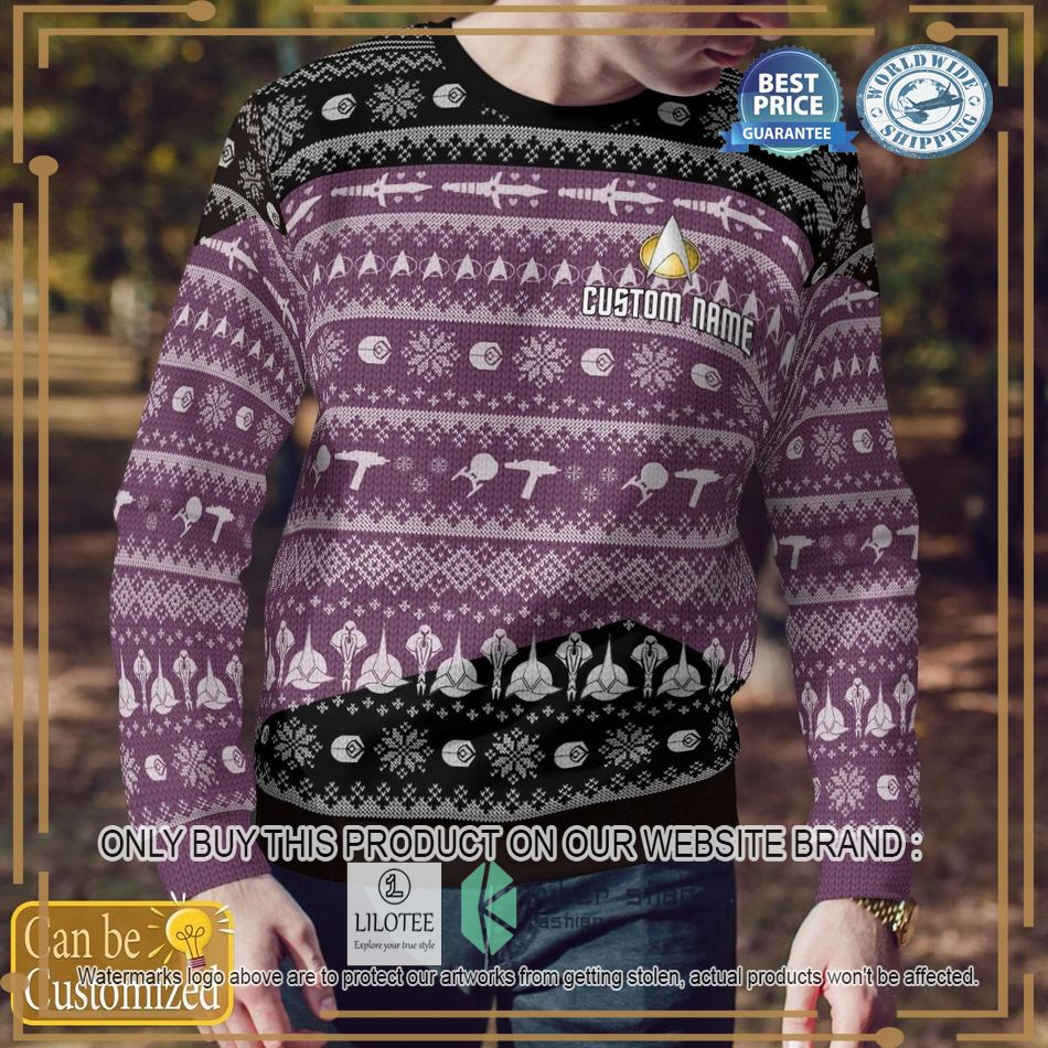 personalized star trek purple knitted sweater 2 63703