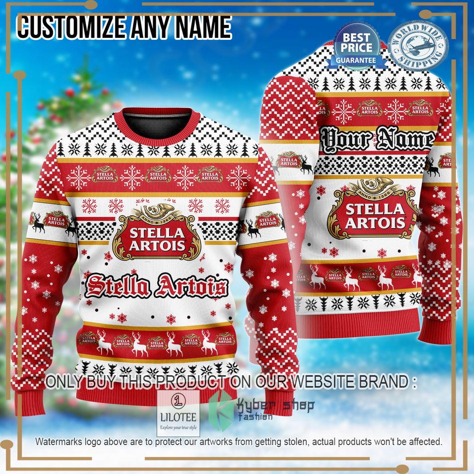 personalized stella artois christmas sweater 1 82619