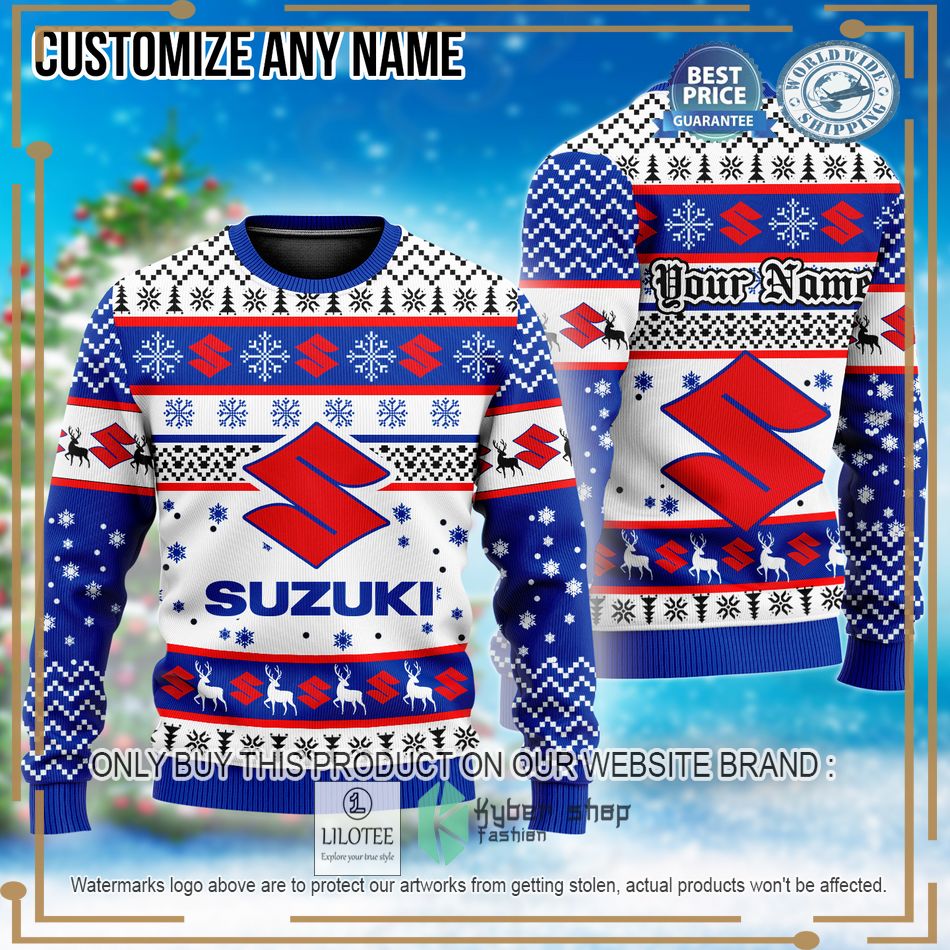 personalized suzuki custom ugly christmas sweater 1 20386