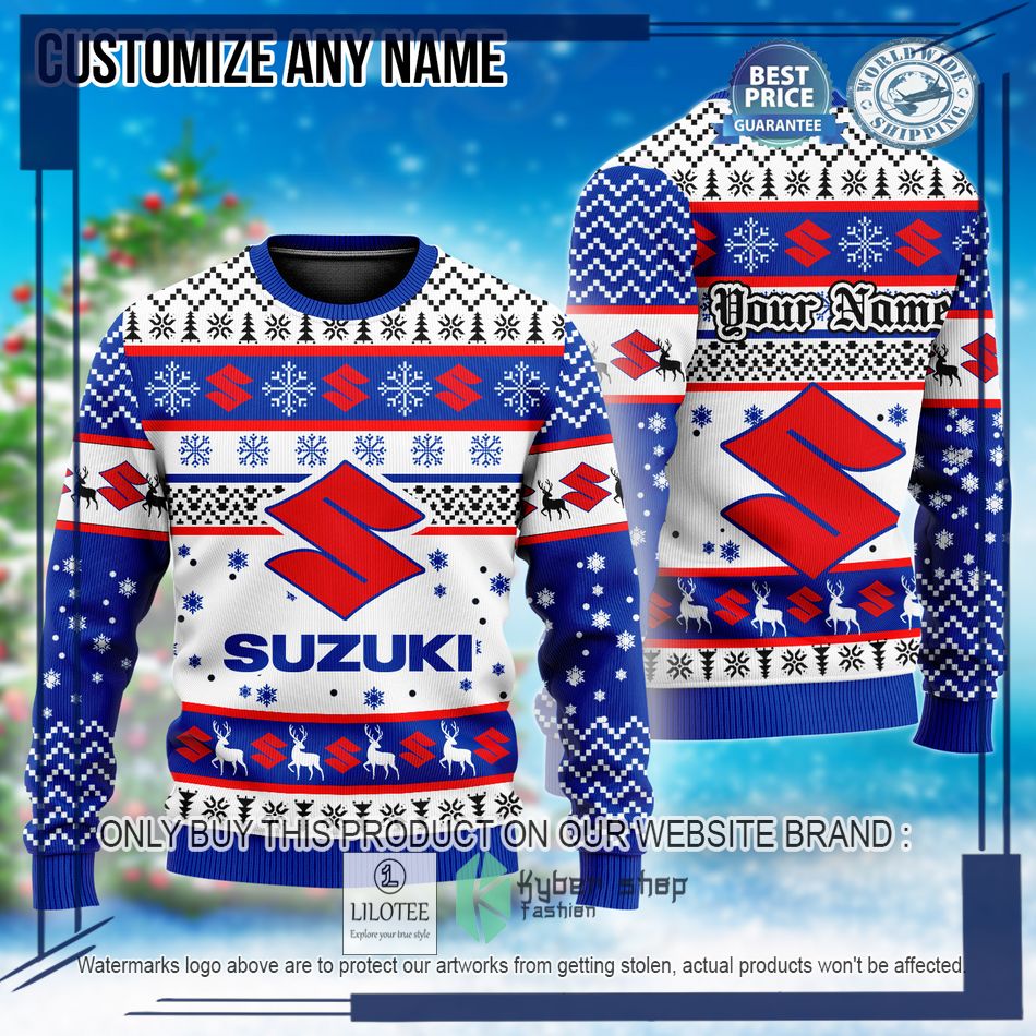 personalized suzuki custom ugly christmas sweater 1 21898