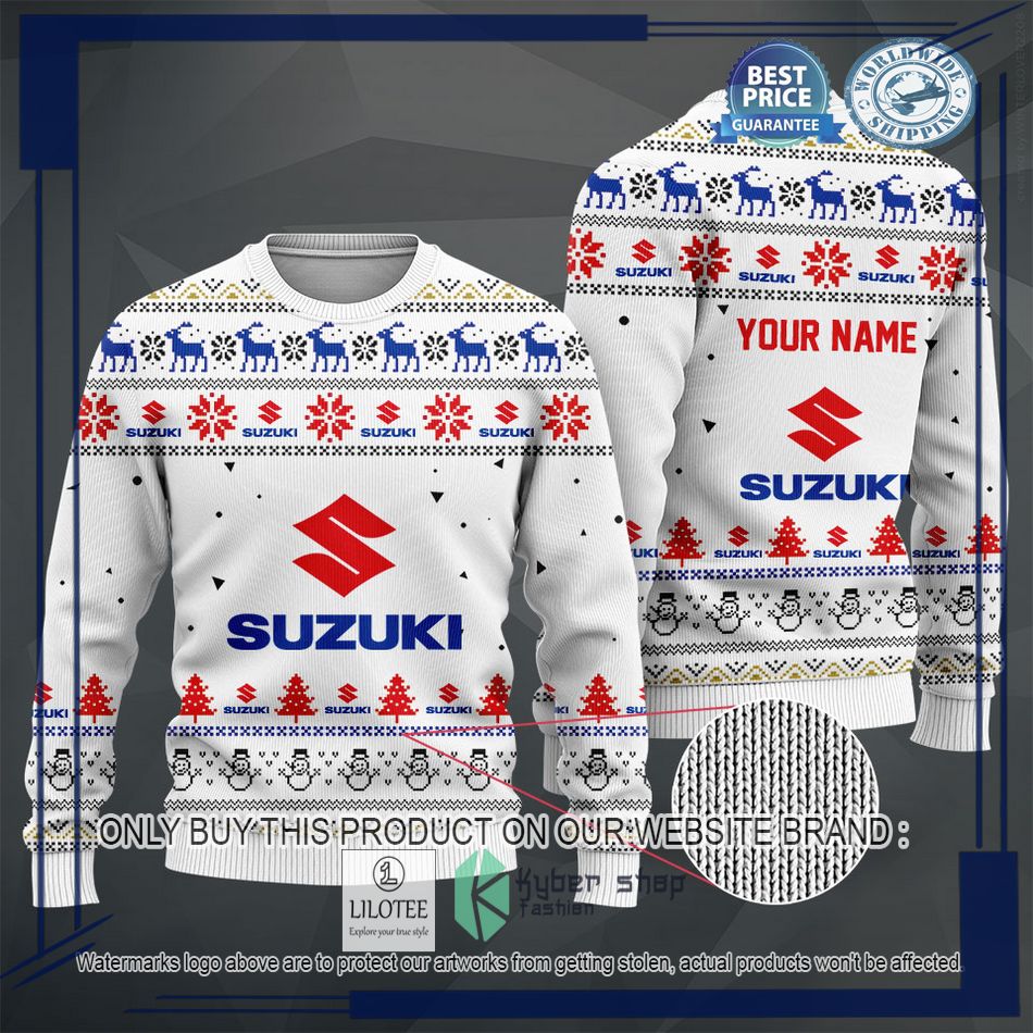 personalized suzuki white christmas sweater hoodie sweater 2 16969