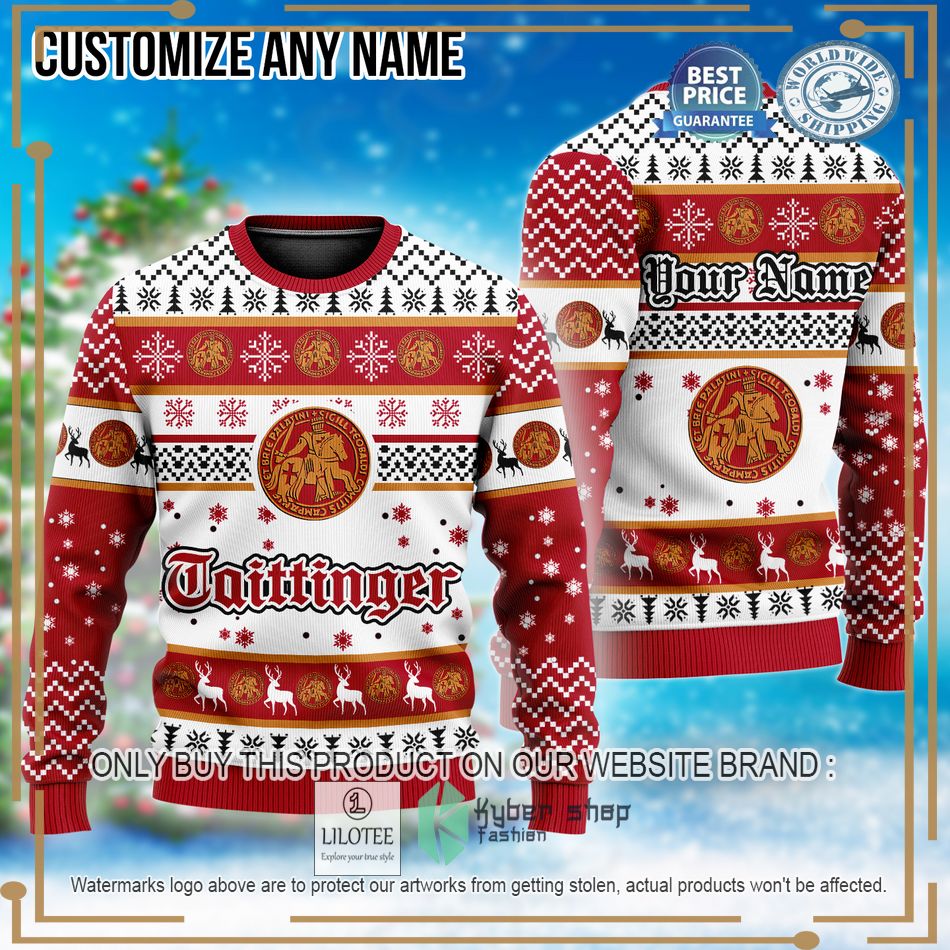 personalized taittinger ugly christmas sweater 1 4845
