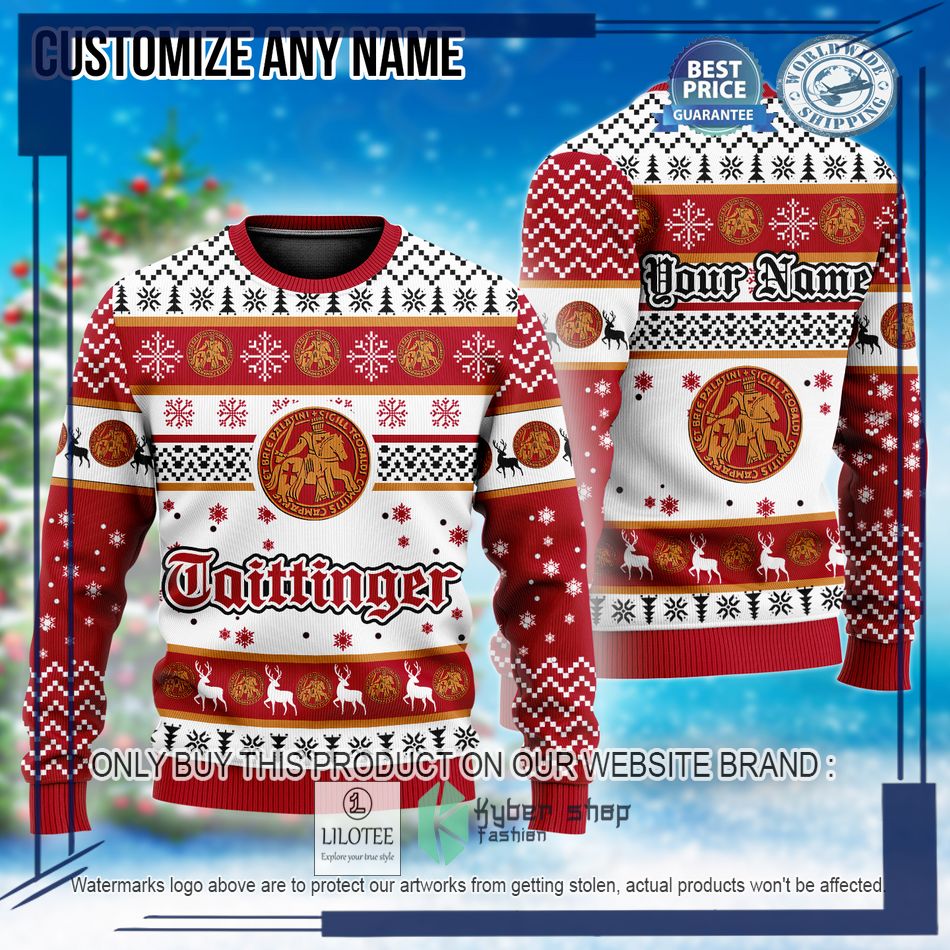 personalized taittinger ugly christmas sweater 1 56303