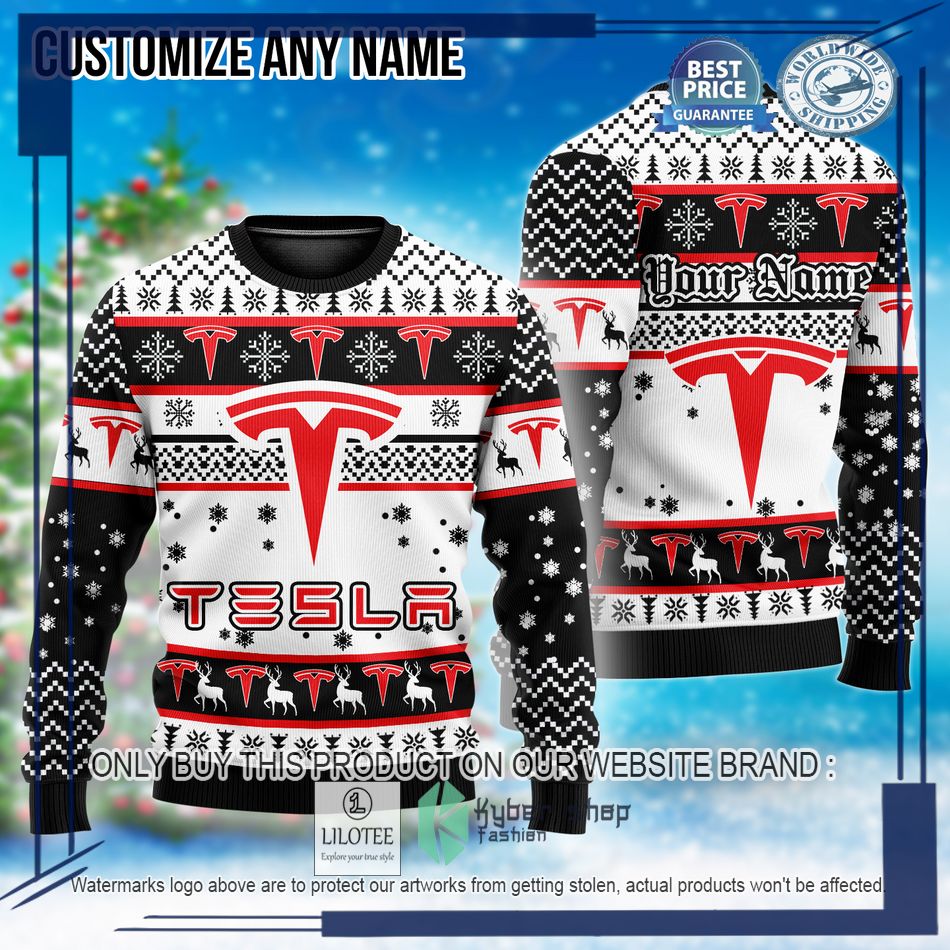 personalized tesla christmas sweater 1 90607
