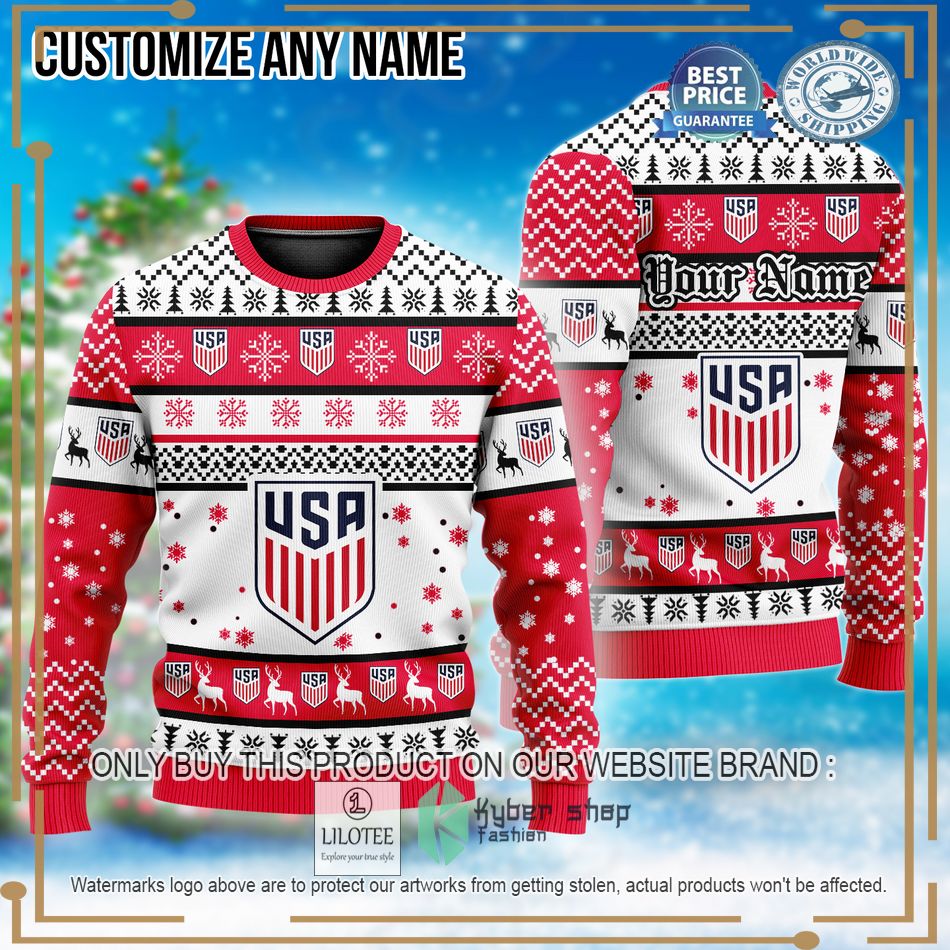personalized usa football team custom ugly christmas sweater 1 56503