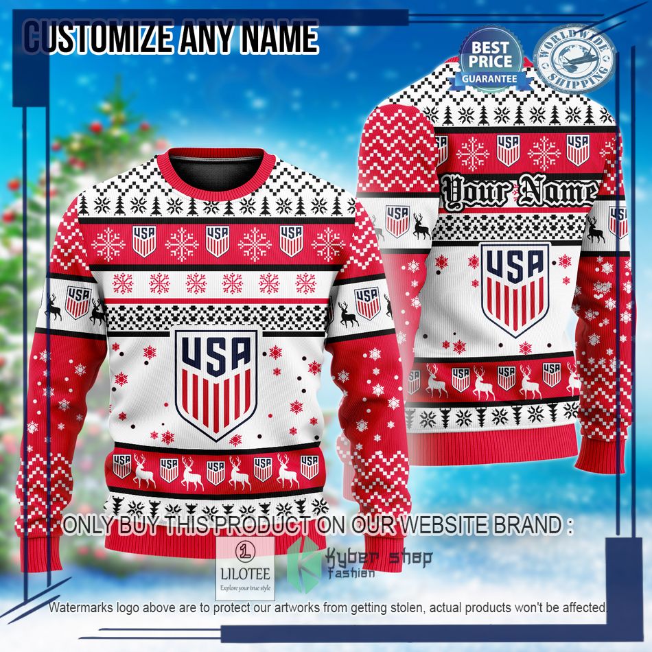personalized usa football team custom ugly christmas sweater 1 88839