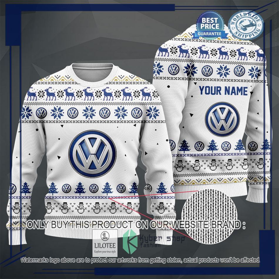 personalized volkswagen white christmas sweater hoodie sweater 2 65370