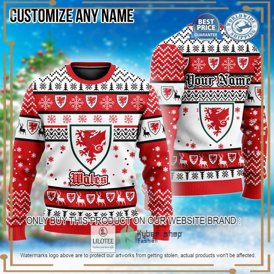 personalized wales football team custom ugly christmas sweater 1 65446