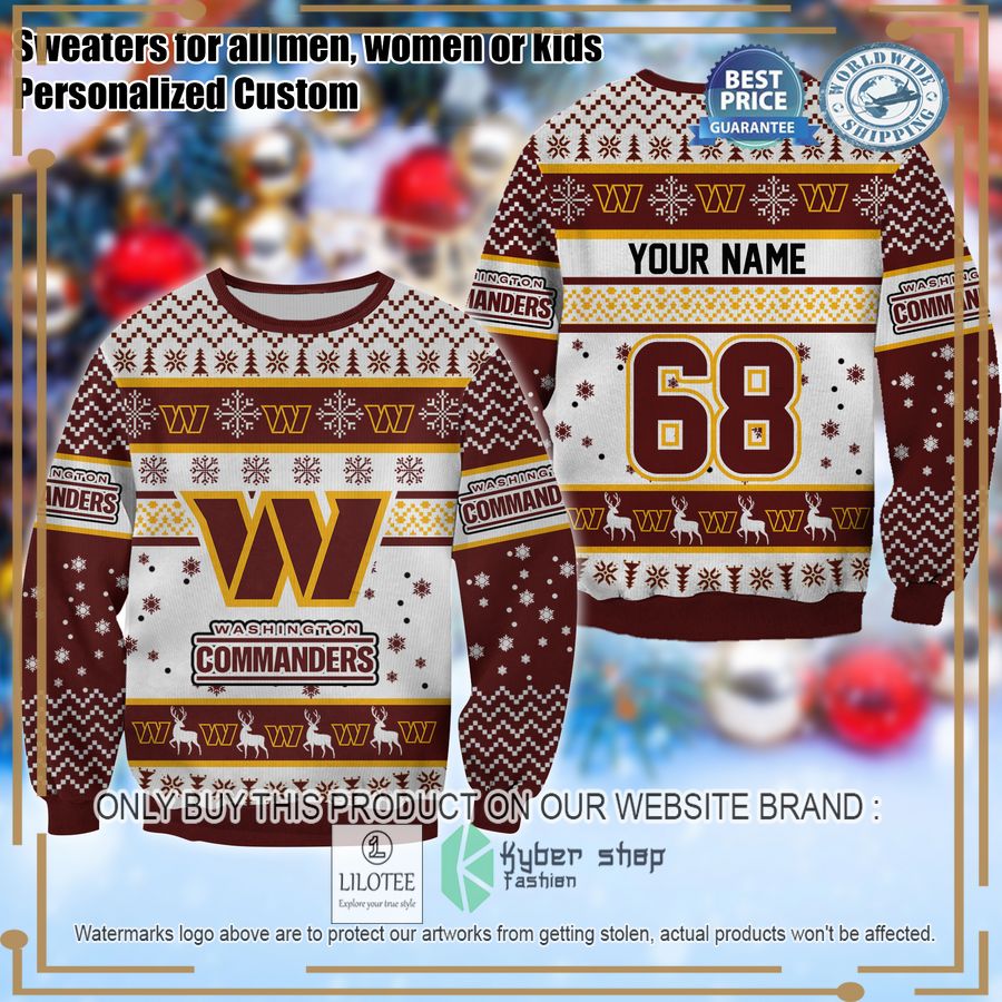 personalized washington commanders christmas sweater 1 3445
