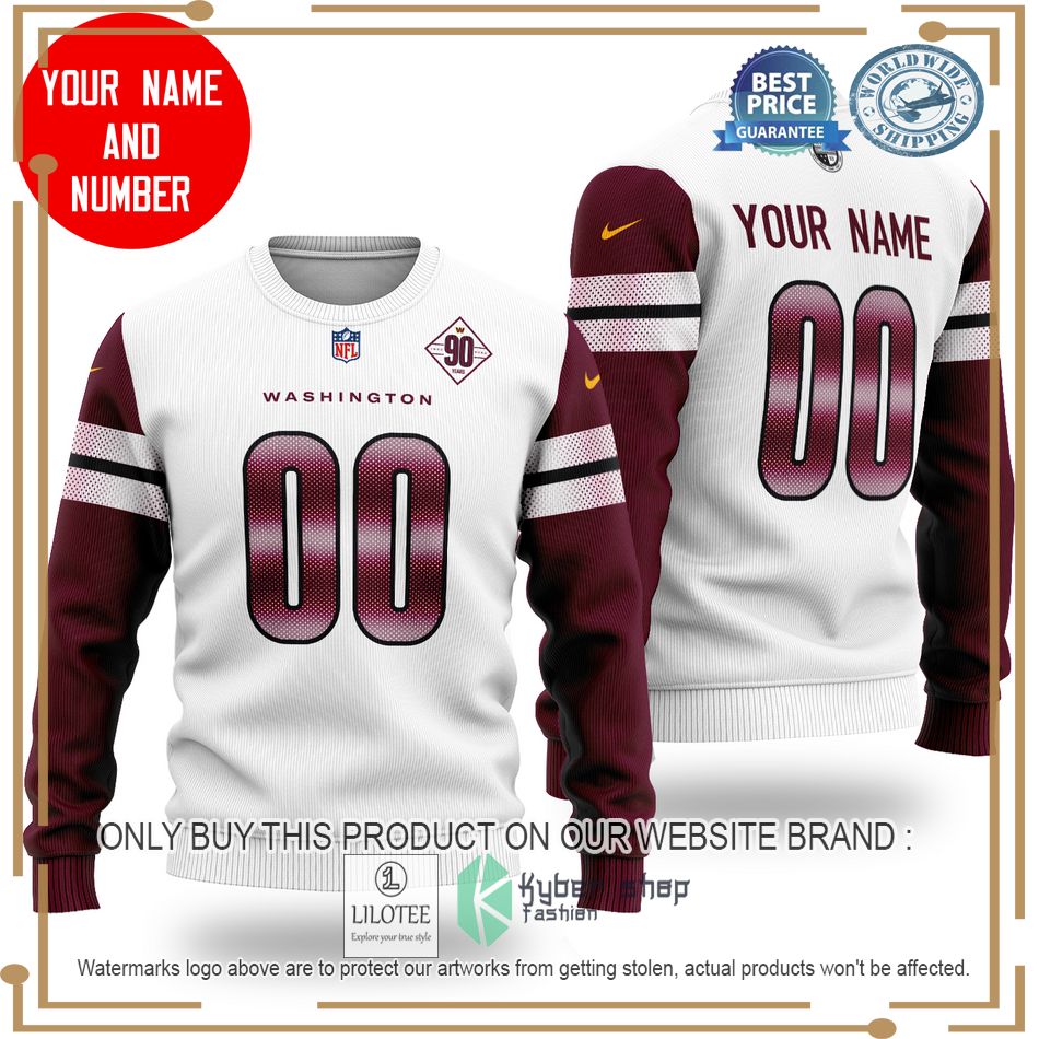 personalized washington commanders nfl white red wool sweater 1 17217
