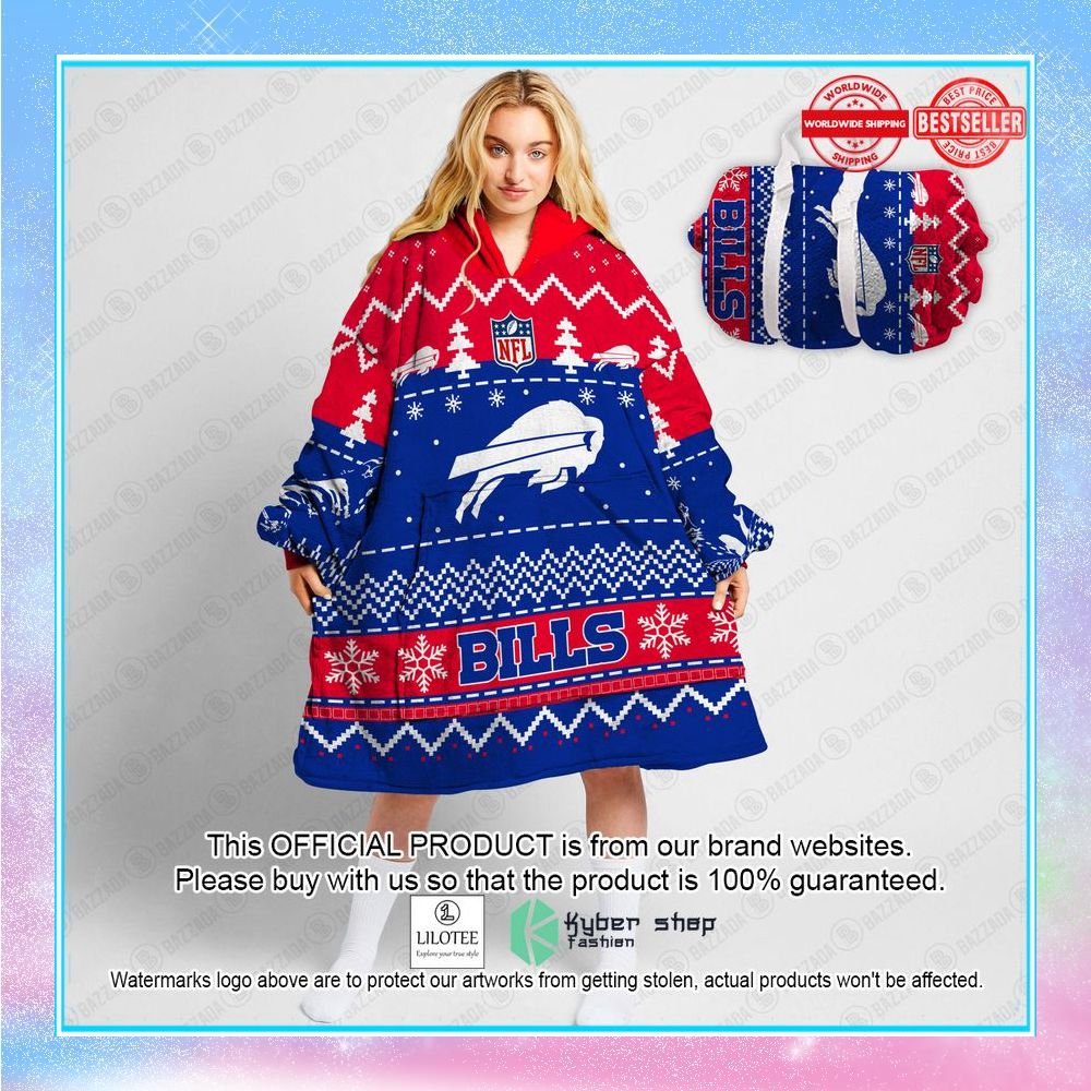 personalized xmas buffalo bills oodie blanket hoodie 1 628